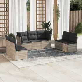 Garden sofa set 7 pieces with light gray PE rattan cushions by , Garden sets - Ref: Foro24-3249251, Price: 517,99 €, Discount: %