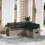 Gartensofa-Set und Kissen, 5-teilig, aus hellem grauem Kunststoff-Rattan. von , Gartensets - Ref: Foro24-3252489, Preis: 398,...