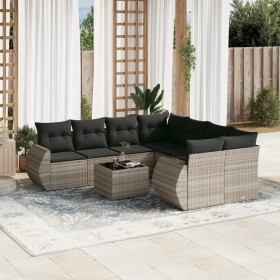 Garden furniture set 9 pieces and light gray synthetic rattan cushions by , Garden sets - Ref: Foro24-3253499, Price: 685,65 ...