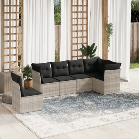 Gartensofagarnitur 6-teilig mit grauen Polstern aus synthetischem Rattan von , Gartensets - Ref: Foro24-3249541, Preis: 475,5...