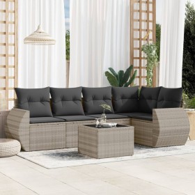 Gartensofagarnitur 6-teilig mit grauen Polstern aus synthetischem Rattan von , Gartensets - Ref: Foro24-3253679, Preis: 464,9...