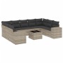 Gartensofa-Set, 10-teilig, mit Kissen, aus hellem grauen Kunststoff-Rattan. von , Gartensets - Ref: Foro24-3255349, Preis: 76...