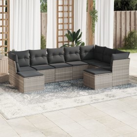 Set muebles jardín 9 pzas y cojines ratán sintético gris claro de , Conjuntos de jardín - Ref: Foro24-3250411, Precio: 647,54...