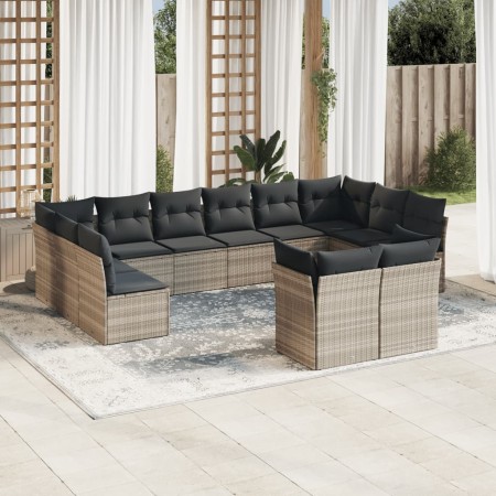 Garden sofa set 12 pieces and gray synthetic rattan cushions by , Garden sets - Ref: Foro24-3250271, Price: 892,00 €, Discoun...