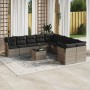 Garden sofa set 11 pieces and gray synthetic rattan cushions by , Garden sets - Ref: Foro24-3250091, Price: 821,63 €, Discoun...