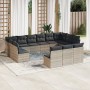 Set of garden sofas with 13 pieces of gray synthetic rattan cushions by , Garden sets - Ref: Foro24-3250231, Price: 991,68 €,...