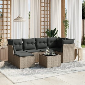 Garden sofa set 7 pieces with light gray PE rattan cushions by , Garden sets - Ref: Foro24-3263188, Price: 499,99 €, Discount: %