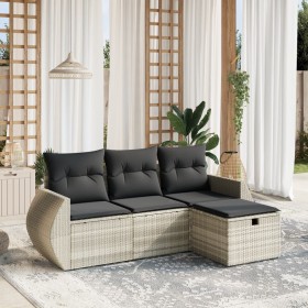 Garden sofa set 4 pieces with gray synthetic rattan cushions by , Garden sets - Ref: Foro24-3264068, Price: 311,82 €, Discoun...