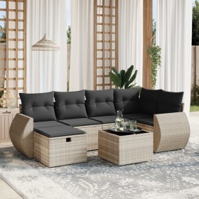 Garden sofa set 7 pieces with light gray PE rattan cushions by , Garden sets - Ref: Foro24-3264118, Price: 511,99 €, Discount: %