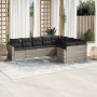 Set muebles jardín 9 pzas y cojines ratán sintético gris claro de , Sofás modulares de exterior - Ref: Foro24-3251779, Precio...