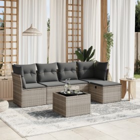 Garden sofa set 6 pieces and gray synthetic rattan cushions by , Garden sets - Ref: Foro24-3263148, Price: 414,33 €, Discount: %