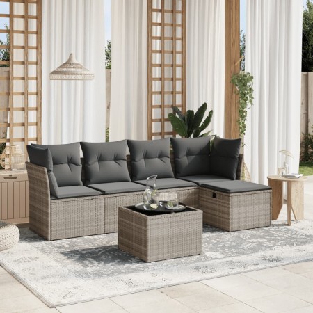 Gartensofagarnitur 6-teilig mit grauen Polstern aus synthetischem Rattan von , Gartensets - Ref: Foro24-3263148, Preis: 414,3...