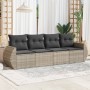 Garden sofa set 4 pieces with gray synthetic rattan cushions by , Garden sets - Ref: Foro24-3221081, Price: 324,35 €, Discoun...