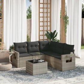 Garden sofa set 6 pieces and gray synthetic rattan cushions by , Garden sets - Ref: Foro24-3220161, Price: 441,42 €, Discount: %