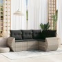 Garden sofa set 4 pieces with gray synthetic rattan cushions by , Garden sets - Ref: Foro24-3221311, Price: 345,90 €, Discoun...