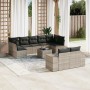 Gartensofa-Set, 10-teilig, mit Kissen, aus hellem grauen Kunststoff-Rattan. von , Gartensets - Ref: Foro24-3223031, Preis: 72...