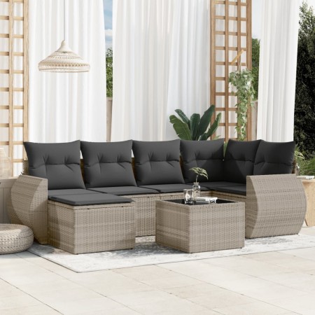 Gartensofagarnitur 7-teilig mit Polstern, helles graues PE-Rattan von , Gartensets - Ref: Foro24-3254009, Preis: 519,79 €, Ra...