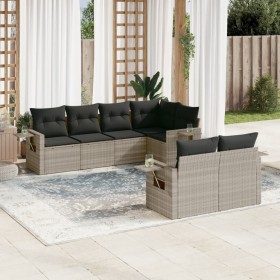 Garden sofa set 7 pieces with light gray PE rattan cushions by , Garden sets - Ref: Foro24-3220411, Price: 553,04 €, Discount: %