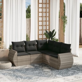 Gartensofa-Set und Kissen, 5-teilig, aus hellem grauem Kunststoff-Rattan. von , Gartensets - Ref: Foro24-3221351, Preis: 403,...