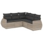 Gartensofa-Set und Kissen, 5-teilig, aus hellem grauem Kunststoff-Rattan. von , Gartensets - Ref: Foro24-3221351, Preis: 420,...