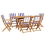 Set de comedor de jardín 7 pzas tela madera maciza azul blanco de , Conjuntos de jardín - Ref: Foro24-3281717, Precio: 408,99...