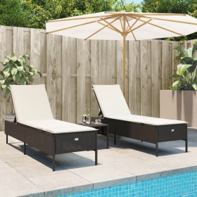 Set mit Liegestühlen und Kissen, 3-teilig, aus braunem Kunststoff-Rattan. von , Liegen - Ref: Foro24-3284264, Preis: 304,99 €...