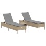 Set of 3-piece synthetic rattan sun loungers with beige cushions by , Loungers - Ref: Foro24-3284266, Price: 304,23 €, Discou...