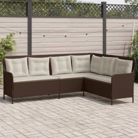 L-förmiges Gartensofa mit braunen Kissen aus synthetischem Rattan. von , Outdoor-Sofas - Ref: Foro24-369001, Preis: 348,99 €,...