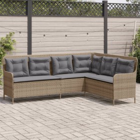 L-shaped garden sofa with beige synthetic rattan cushions by , Outdoor sofas - Ref: Foro24-369003, Price: 348,83 €, Discount: %