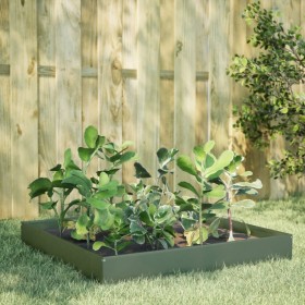 Olive green steel flowerbed 100x100x26 cm by , Pots and planters - Ref: Foro24-851020, Price: 52,99 €, Discount: %