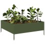 Arriate de acero verde oliva 100x100x25 cm de , Maceteros y jardineras - Ref: Foro24-851034, Precio: 70,99 €, Descuento: %