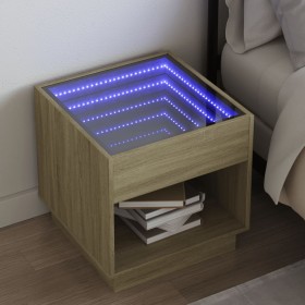 Bedside table with Infinity LED Sonoma oak 50x50x50 cm by , Nightstands - Ref: Foro24-3284086, Price: 103,24 €, Discount: %