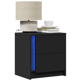 Black engineered wood bedside table with LED lights by , Nightstands - Ref: Foro24-852049, Price: 57,08 €, Discount: %