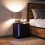 Mesita de noche con luces LED madera de ingeniería negra de , Mesitas de noche - Ref: Foro24-852049, Precio: 57,00 €, Descuen...