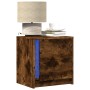 Bedside table with 2 LED lights, engineered wood, smoked oak. by , Nightstands - Ref: Foro24-852056, Price: 99,80 €, Discount: %