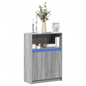 Aparador con LED madera de ingeniería gris Sonoma 72x34x100 cm de , Aparadores - Ref: Foro24-852164, Precio: 93,99 €, Descuen...