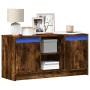 LED TV stand in smoked oak engineered wood 100x34x50 cm by , TV Furniture - Ref: Foro24-852191, Price: 80,37 €, Discount: %