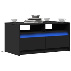 Mesa de centro con luces LED madera de ingeniería negra de , Mesas de centro - Ref: Foro24-851992, Precio: 97,99 €, Descuento: %