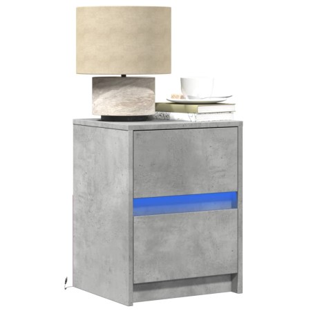 Bedside table with 2 LED lights, made of gray concrete engineered wood. by , Nightstands - Ref: Foro24-852040, Price: 96,95 €...