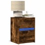 Bedside table with 2 LED lights, engineered wood, smoked oak. by , Nightstands - Ref: Foro24-852042, Price: 97,05 €, Discount: %