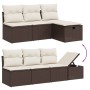 Gartensofa-Set, 9-teilig, mit braunen Kissen aus synthetischem Rattan. von , Gartensets - Ref: Foro24-3275033, Preis: 655,99 ...