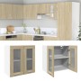 Hanging wardrobe made of Sonoma oak particle board with glass, measuring 60x31x60 cm. by , Kitchen cabinets - Ref: Foro24-849...