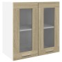 Hanging wardrobe made of Sonoma oak particle board with glass, measuring 60x31x60 cm. by , Kitchen cabinets - Ref: Foro24-849...