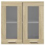 Hanging wardrobe made of Sonoma oak particle board with glass, measuring 60x31x60 cm. by , Kitchen cabinets - Ref: Foro24-849...