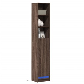 Display cabinet with LED lights, engineered wood, brown oak, 36x32.5x200 cm by , Sideboards - Ref: Foro24-852130, Price: 95,9...