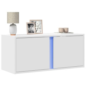 Wall-mounted TV stand with LED lights white 80x31x35 cm by , TV Furniture - Ref: Foro24-852257, Price: 58,99 €, Discount: %