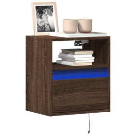 Wall-mounted TV stand with LED lights in brown oak, 41x31x45 cm. by , TV Furniture - Ref: Foro24-852325, Price: 56,99 €, Disc...