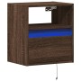 Wall-mounted TV stand with LED lights in brown oak, 41x31x45 cm. by , TV Furniture - Ref: Foro24-852325, Price: 57,49 €, Disc...