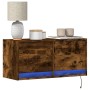 Wall-mounted TV unit with smoked oak finish and LED lights 80x31x35 cm by , TV Furniture - Ref: Foro24-852359, Price: 68,12 €...