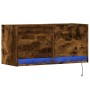 Wall-mounted TV unit with smoked oak finish and LED lights 80x31x35 cm by , TV Furniture - Ref: Foro24-852359, Price: 68,12 €...